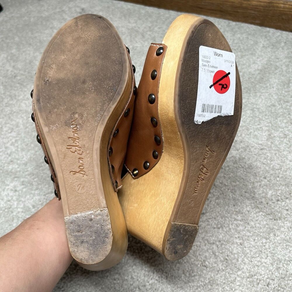 Sam Edelman Camilla Slingback Wedge Sandal Wo 7.5 Studded Brown Leather Platform - Picture 10 of 11